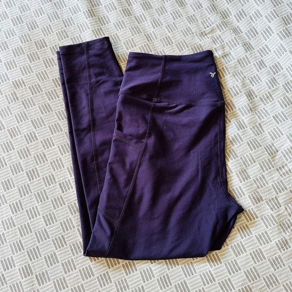 Old Navy Active Power Soft High Rise Leggings Go Dry Purple With Pockets - Picture 1 of 8